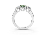 White gold Three-Stone Fancy Green Round Cut Cut Diamond Ring with Channel Set Band and Four-Prong Setting_15