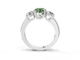 White gold Three-Stone Fancy Green Round Cut Cut Diamond Ring with Channel Set Band and Four-Prong Setting_28