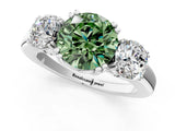 White gold Three-Stone Fancy Green Round Cut Cut Diamond Ring with Channel Set Band and Four-Prong Setting_31