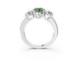 White gold Three-Stone Fancy Green Round Cut Cut Diamond Ring with Channel Set Band and Four-Prong Setting_33