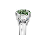 White gold Three-Stone Fancy Green Round Cut Cut Diamond Ring with Channel Set Band and Four-Prong Setting_35