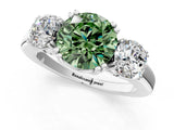 White gold Three-Stone Fancy Green Round Cut Cut Diamond Ring with Channel Set Band and Four-Prong Setting_61