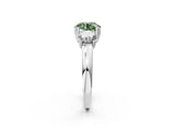 White gold Three-Stone Fancy Green Round Cut Cut Diamond Ring with Channel Set Band and Four-Prong Setting_63