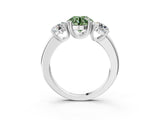 White gold Three-Stone Fancy Green Round Cut Cut Diamond Ring with Channel Set Band and Four-Prong Setting_63
