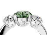 White gold Three-Stone Fancy Green Round Cut Cut Diamond Ring with Channel Set Band and Four-Prong Setting_64