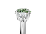 White gold Three-Stone Fancy Green Round Cut Cut Diamond Ring with Trillion Side Stones and Four-Prong Setting_16