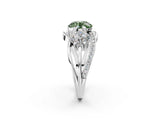 White gold Three-Stone Fancy Green Round Cut Cut Diamond Split Shank Prong Set Ring_14