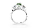 White gold Three-Stone Fancy Green Round Cut Diamond Braided Band Ring with Four-Prong Setting_34