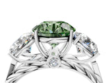 White gold Three-Stone Fancy Green Round Cut Diamond Braided Band Ring with Four-Prong Setting_35