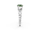 White gold Three-Stone Fancy Green Round Cut Diamond Braided Band Ring with Four-Prong Setting_54