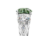 White gold Three-Stone Fancy Green Round Cut Diamond Braided Band Ring with Four-Prong Setting_57
