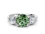 White gold Three-Stone Fancy Green Round Cut Diamond Channel Set Engagement Ring with Prong Setting_12