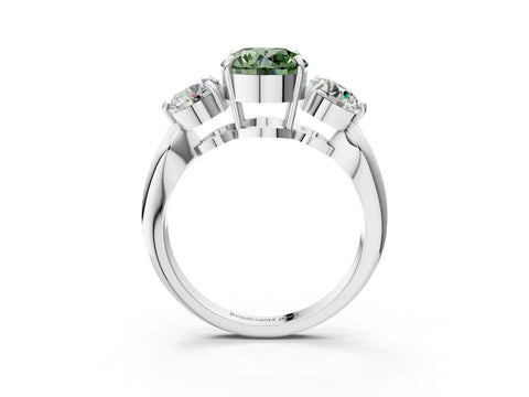 White gold Three-Stone Fancy Green Round Cut Diamond Channel Set Engagement Ring with Prong Setting_15