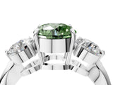 White gold Three-Stone Fancy Green Round Cut Diamond Channel Set Engagement Ring with Prong Setting_16