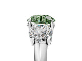 White gold Three-Stone Fancy Green Round Cut Diamond Engagement Ring with Prong Setting_20