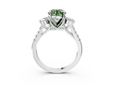 White gold Three-Stone Fancy Green Round  Cut Diamond Pavé Band with Four-Prong Setting_22