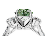 White gold Three-Stone Fancy Green Round  Cut Diamond Pavé Band with Four-Prong Setting_23