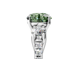 White gold Three-Stone Fancy Green Round  Cut Diamond Pavé Band with Four-Prong Setting_24