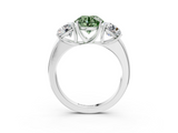 White gold Three-Stone Fancy Green Round  Cut Diamond Ring with Channel-Set Band and Four-Prong Setting_92