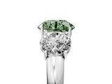 White gold Three-Stone Fancy Green Round  Cut Diamond Ring with Channel-Set Band and Four-Prong Setting_94