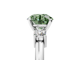 White gold Three-Stone Fancy Green Round  Cut Diamond Solitaire with Prong Setting and Classic Band_49