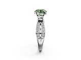 White gold Three-Stone Fancy Green Round  Cut Diamond Twist Band with Prong Setting_93