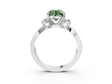 White gold Three-Stone Fancy Green Round  Cut Diamond Twist Band with Prong Setting_93