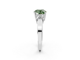 White gold Three-Stone Fancy Green Round  Cut Solitaire Ring with Prong Setting_5