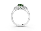 White gold Three-Stone Fancy Green Round  Cut Solitaire Ring with Prong Setting_6