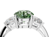 White gold Three-Stone Fancy Green Round  Cut Solitaire Ring with Prong Setting_7