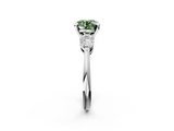 White gold Three-Stone Fancy Green Round  Diamond Ring with Pear Side Stones in Four-Prong Setting_80