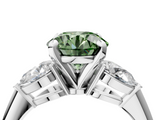 White gold Three-Stone Fancy Green Round  Diamond Ring with Pear Side Stones in Four-Prong Setting_82
