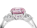 White gold Three-Stone Fancy Pink Asscher Cut Brilliant Diamond Solitaire Ring with Tapered Band and Four-Prong Setting_35