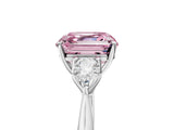 White gold Three-Stone Fancy Pink Asscher Cut Brilliant Diamond Solitaire Ring with Tapered Band and Four-Prong Setting_36
