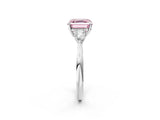 White gold Three-Stone Fancy Pink Asscher Cut Brilliant Diamond Solitaire Ring with Tapered Band and Four-Prong Setting_40