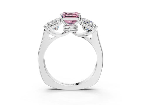 White gold Three-Stone Fancy Pink Asscher Cut Brilliant Diamond Trellis Ring with Comfort Fit Band_15