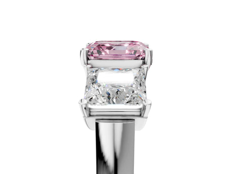 White gold Three-Stone Fancy Pink Asscher Cut Brilliant Diamond Trellis Ring with Comfort Fit Band_17