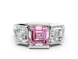 White gold Three Stone Fancy Pink Asscher Cut Cut Channel Set Diamond Ring_24