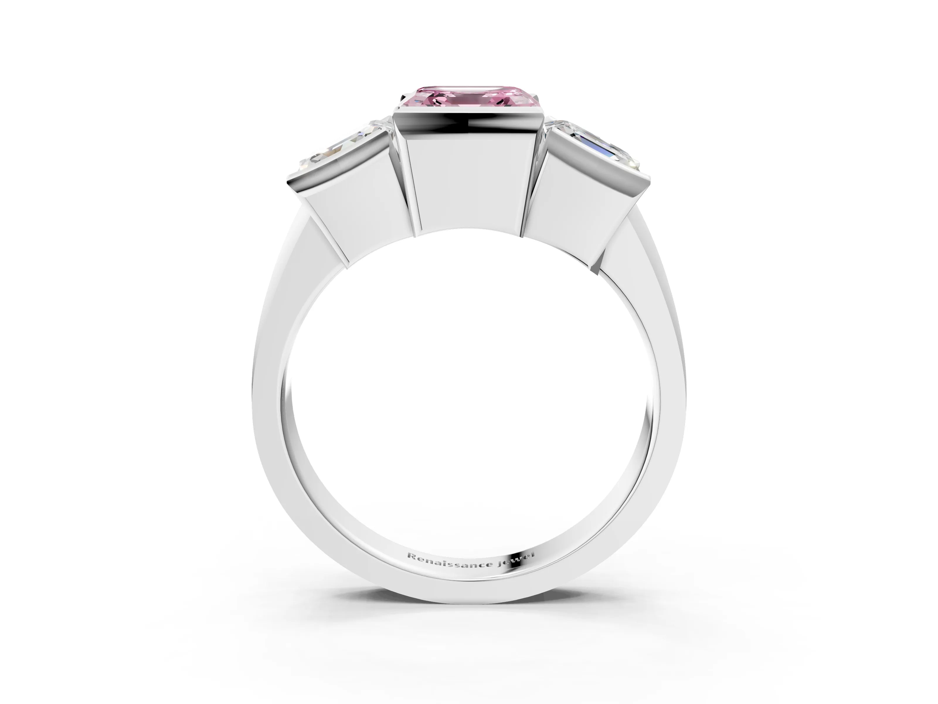 White gold Three Stone Fancy Pink Asscher Cut Cut Channel Set Diamond Ring_27