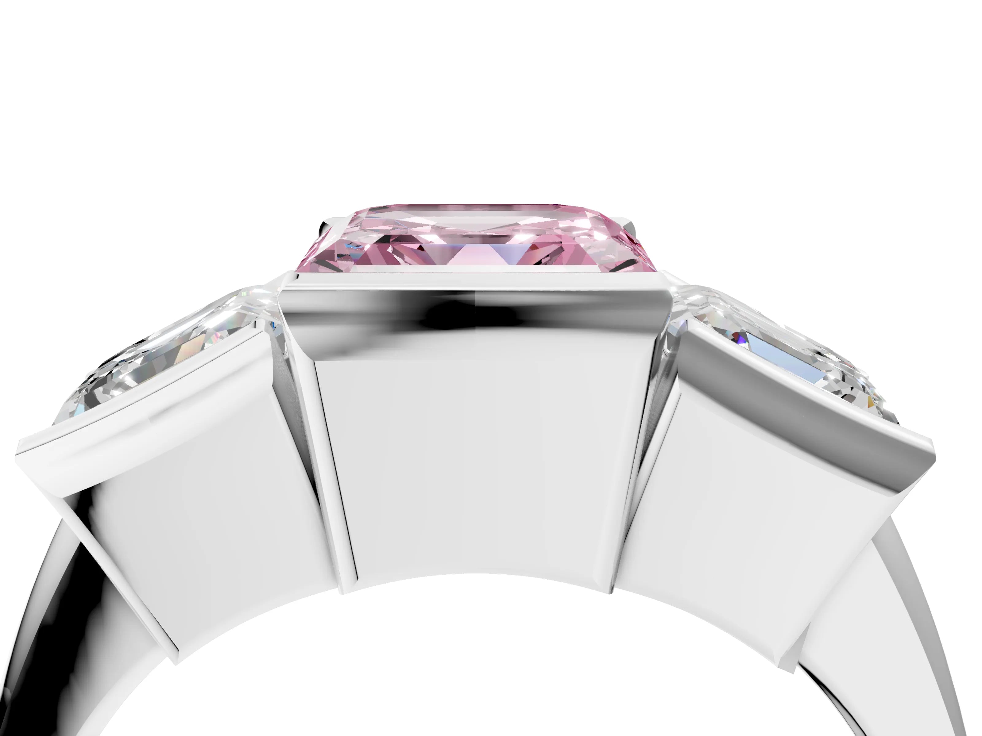 White gold Three Stone Fancy Pink Asscher Cut Cut Channel Set Diamond Ring_28