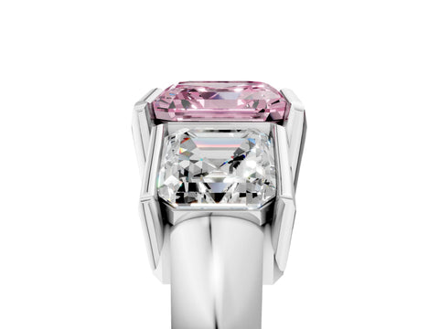White gold Three Stone Fancy Pink Asscher Cut Cut Channel Set Diamond Ring_29