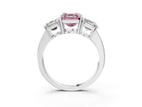White gold Three-Stone Fancy Pink Asscher Cut Cut Diamond Engagement Ring with Flat Band and Four-Prong Setting_15
