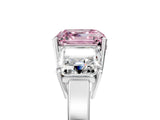 White gold Three-Stone Fancy Pink Asscher Cut Cut Diamond Engagement Ring with Flat Band and Four-Prong Setting_17