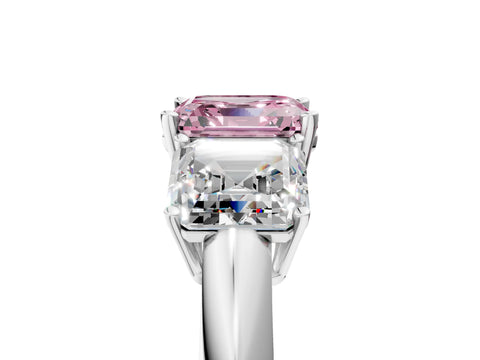 White gold Three-Stone Fancy Pink Asscher Cut Cut Diamond Engagement Ring with Prong Setting on a White Gold Band_17