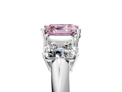 White gold Three-Stone Fancy Pink Asscher Cut Cut Diamond Engagement Ring with Prong Setting on a White Gold Band_29