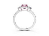 White gold Three-Stone Fancy Pink Asscher Cut Cut Diamond Pavé Band with Prong Setting_30
