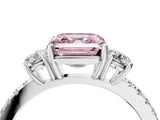 White gold Three-Stone Fancy Pink Asscher Cut Cut Diamond Pavé Band with Prong Setting_31