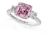White gold Three-Stone Fancy Pink Asscher Cut Cut Diamond Pavé Band with Prong Setting_34