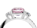 White gold Three-Stone Fancy Pink Asscher Cut Cut Diamond Pavé Band with Prong Setting_37