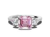 White gold Three-Stone Fancy Pink Asscher Cut Cut Diamond Pavé Band with Prong Setting_39
